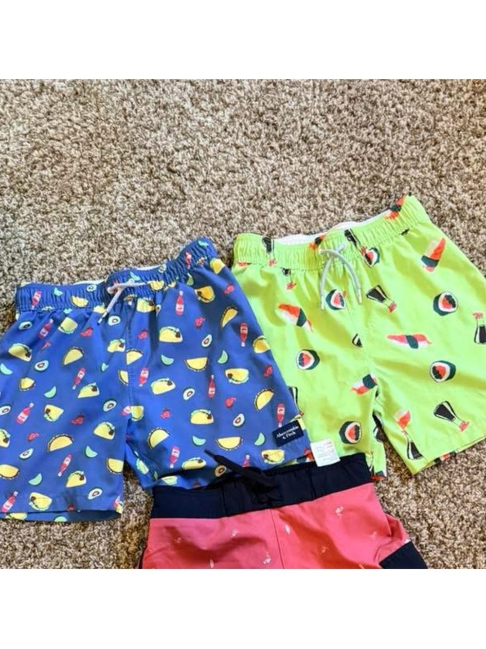 Abercrombie Boys Swim Shorts Pack - Blue Taco, Lime Sushi & Pink Boardshorts